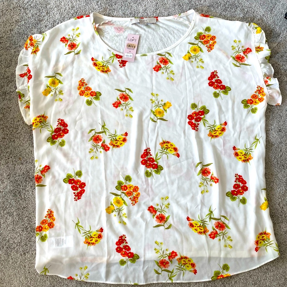 Loft ruffle sleeve chiffon blouse